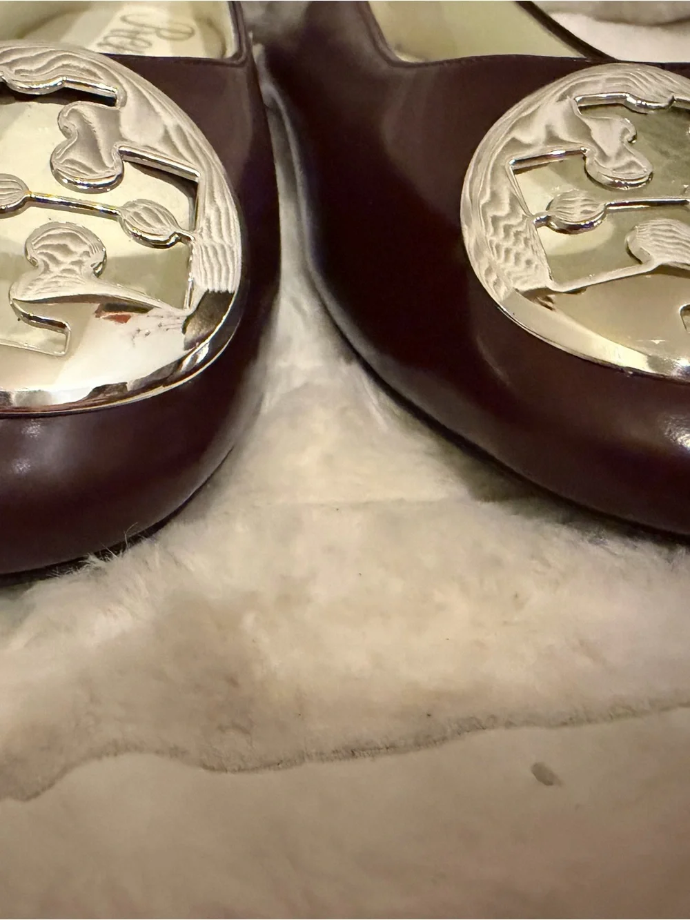 Tory Burch Deep Burgundy Logo Medallion Ballet Flats